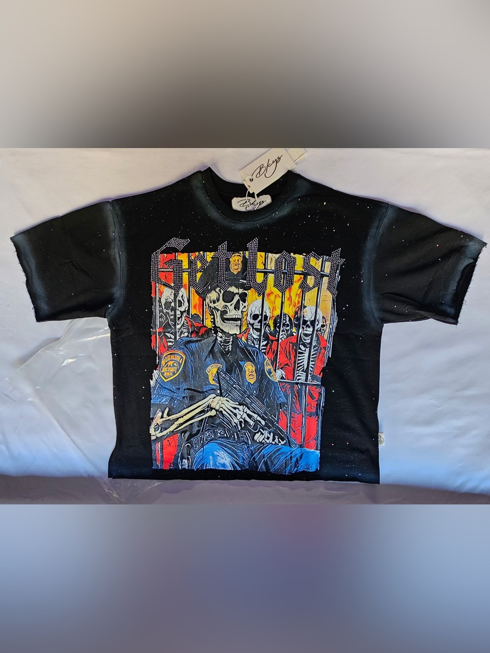 Bkys Black Graphic Skeleton Police Tee